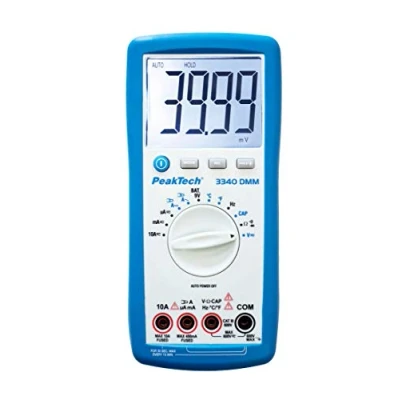 Abbildung von PeakTech 3340 Digital Multimeter 4000 Counts mit großer LCD Anzeige, CAT III 600V / 10A AC/DC, Auto Range, P 3340, Blau