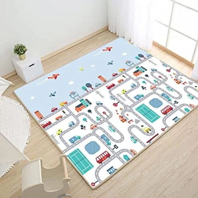 Abbildung von Skrsila Baby Spielmatte Krabbelmatte Faltbare Babyspielmatte Doppelseiten Spielbar Kinder Spielteppich, XPE Material, Ungiftig, Wasserdicht, Anti Rutsch, BPA Frei, 150 x 180 0.5cm