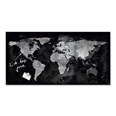 Abbildung von SIGEL GL270 Premium Glas Magnettafel 91 x 46 cm World Map hochglänzend, SGS geprüft, einfache Montage, incl. 3 starke Magnete, Artverum Weltkarte