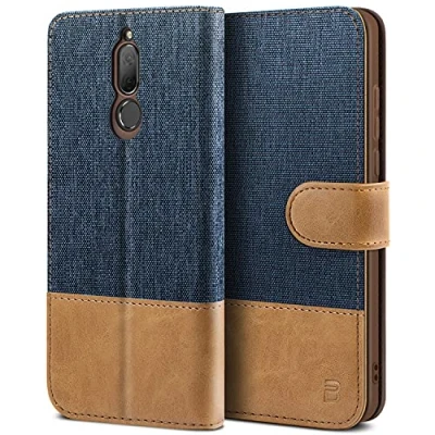 Abbildung von BEZ Hülle für Huawei Mate 10 Lite Hülle, Handyhülle Kompatibel Lite, Handytasche Schutzhülle Tasche [Stoff und PU Leder] mit Kreditkartenhaltern, Blaue Marine