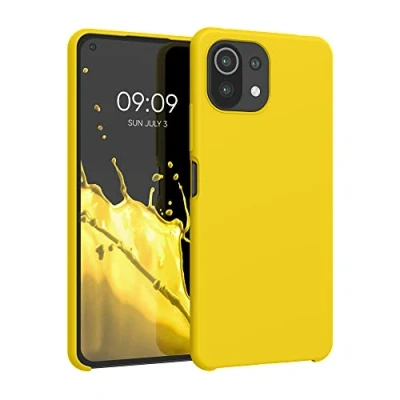Abbildung von kwmobile Hülle kompatibel mit Xiaomi 11 Lite (5G) NE/Mi Silikon Handy Case Handyhülle weiche Oberfläche kabelloses Laden Strahlend Gelb