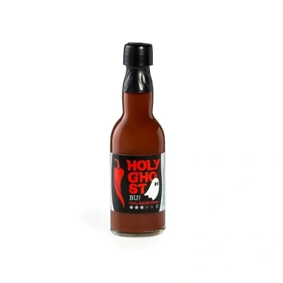 Abbildung von I LOVE SPICY Holy Ghost 100 ml Scharfe Chilisoße mit Ausgeprägten Aromen von Kakao und Zimt; Schärfe 3/5