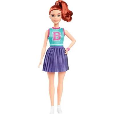 Abbildung von Barbie Anziehpuppe Fashionistas, Nr. 232 mit Jersey Oberteil, Faltenrock und rotem Haar