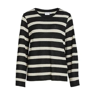 Abbildung von VILA MIT Langen ÄRMELN Gestreiftes Langarmshirt, Damen, Größe: Medium, Black