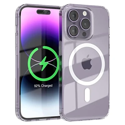 Abbildung von EAZY CASE Premium Crystal TPU Hülle kompatibel mit iPhone 14 Pro Qi Charging, Silikonhülle Kameraschutz, Slimcover, Handyhülle, Backcover, Durchsichtig, Transparent