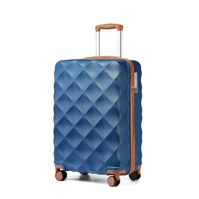 Abbildung von British traveller Koffer Hartschalen Gepäck, Größe M (61 cm), Marineblau/Braun, M(Medium 24inch), Hartschalengepäck
