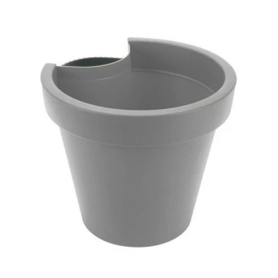 Abbildung von Spetebo Blumentopf Kunststoff für Regenrohr grau (Stück, 1 St., Pflanztopf), Pflanztopf mit Befestigungsgurt Fallrohr