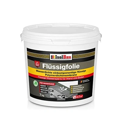 Abbildung von Isolbau Flüssigfolie 7kg Dichtfolie für Bad, Dusche &amp; Küche Wand Boden Lösemittelfreie, wasserdichte Abdichtung Dichtmasse Badabdichtung