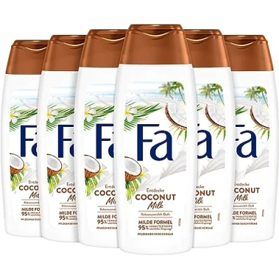 Abbildung von Fa Pflegendes Duschgel Coconut Milk mit natürlichem Kokosnuss Extrakt und dem exotisch pflegenden Duft von Kokosnussmilch, 6x 250 ml