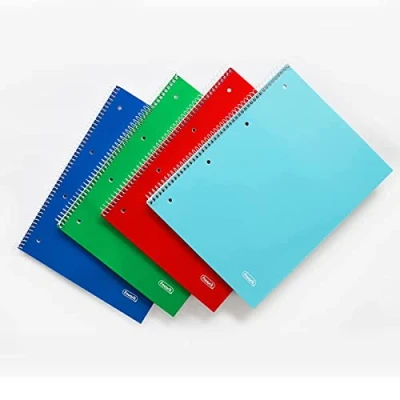 Abbildung von Favorit 5 Spiralhefte A4, liniert, Papier 80 g/m², 1 rot, blau, grün, türkis + Rollfarbe