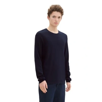 Abbildung von TOM TAILOR Denim Herren Strickpullover aus Baumwolle, 10668 Sky Captain Blue, S