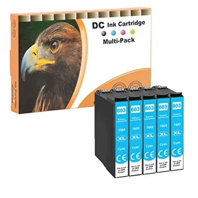 Abbildung von D&amp;C 5X Cyan Druckerpatronen Kompatibel für Epson 603 XL Expression Home XP 2100 2105 3100 3105 4100 4105 4155 Workforce WF 2810DWF 2830DWF 2835DWF 2850DWF