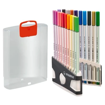 Abbildung von Premium Filzstift mit Pinselspitze für variable Strichstärken STABILO Pen 68 brush ColorParade ARTY 20er Tischset 20 verschiedenen Farben