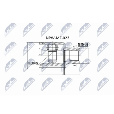 Abbildung von NTY NPW MZ 023 Gelenksatz Automatikgetriebe Vorderachse rechts, getriebeseitig MAZDA: FAMILIA 5, 3 Hatchback, Xedos 6