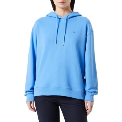 Abbildung von Tommy Hilfiger FLAG Embroidery Drawstring Kapuzenpullover, Damen, Größe: Large, Blue spell