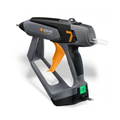 Abbildung von STEINEL GlueMatic 7011, Heißklebepistole, Grau, Orange, LCD, Pappe, Keramik, Glas, Leder, Kunststoff, Gummi, Stein, Holz, 35 g/min, 1,1 cm
