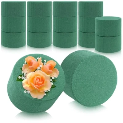 Abbildung von com four® 16x Steckmasse für Blumengestecke in Zylinderform Steckschaum Frischblumen Steckschwamm zum Basteln Hochzeit, Ostern und Geburtstag (16 Stück Zylinder)