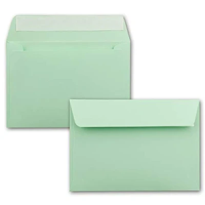 Abbildung von 50x Briefumschläge Mint Grün DIN C6 Format 11,4 x 16,2 cm Haftklebung Kuverts ohne Fenster Weihnachten, Grußkarten &amp; Einladungen Für A6 A4 Papier