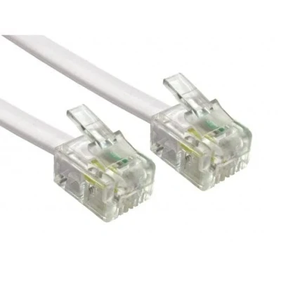 Abbildung von 10M langes RJ11 Kabel Telefonkabel, 6P4C Westernkabel auf Stecker Flachkabel Telefondose Modem Router Fax ISDN DSL VDSL Internet, Weiß, 10 Metre