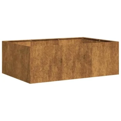 Abbildung von vidaXL Pflanzkübel Rostig 120x80x40 cm Wetterfester Stahl, Pflanztopf, Pflanzenständer, Hochbeet, Pflanzgefäßständer, Pflanzentablett, Gartenpflanzer