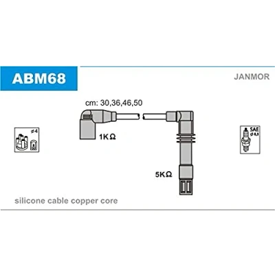 Abbildung von JANMOR ABM68 Zündkabelsatz VOLKSWAGEN: Golf 4 Schrägheck, Lupo / 3L, Variant, SEAT: Arosa, Ibiza 2, Leon I Schrägheck