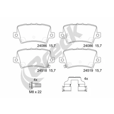 Abbildung von BRECK 24086 00 704 10 Bremsbelagsatz mit akustischer Verschleißwarnung Zubehör HONDA: CIVIC 8 Hatchback