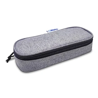 Abbildung von Waytex 931161 Federmäppchen, oval, groß, halbstarr, Reißverschluss, Schule, Büro, Aufbewahrung, Kosmetik, 23 x 9 6 cm, grau, one Size, Federmäppchen halbstarr