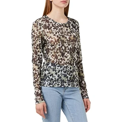 Abbildung von Noisy may Damen Nmjudith L/S Mesh Top Bg Noos Langarmshirt, Kalamata Aop:leo, S EU