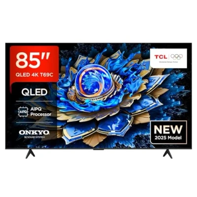 Abbildung von TCL 85T69C 85 Zoll QLED, Direct LED TV, 4K HDR Smart Google TV (Dolby Vision &amp; Atmos, Game Master, Motion Clarity, Onkyo 2.1 Sound, Kompatibel mit Assistant Alexa)
