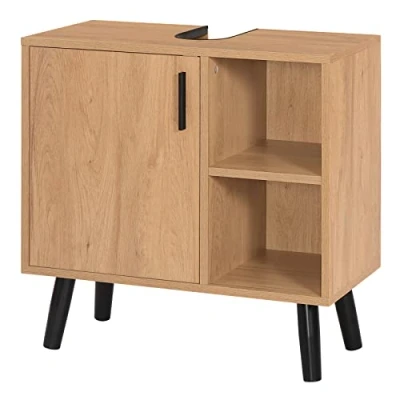Abbildung von EUGAD Waschbeckenunterschrank (1 St) mit 2 offenen Ablagen, Tür, Holz