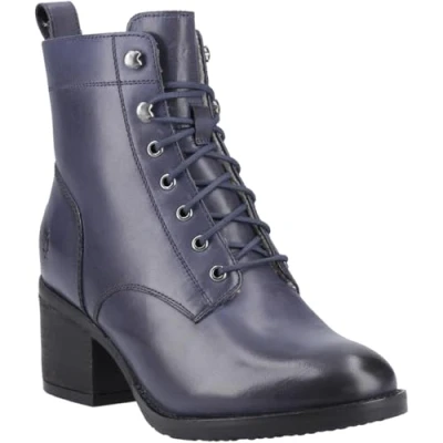 Abbildung von Hush Puppies Harriet Leder Damen Navy Absatz Stiefeletten