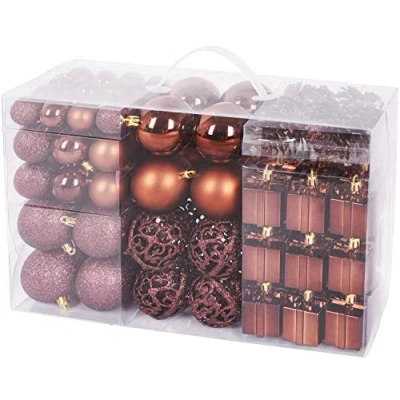 Abbildung von BRUBAKER Weihnachtsbaumkugel 101 teiliges Weihnachtskugel Set mit Baumspitze, Christbaumschmuck aus Kunststoff, Weihnachtsdekoration edel und robust