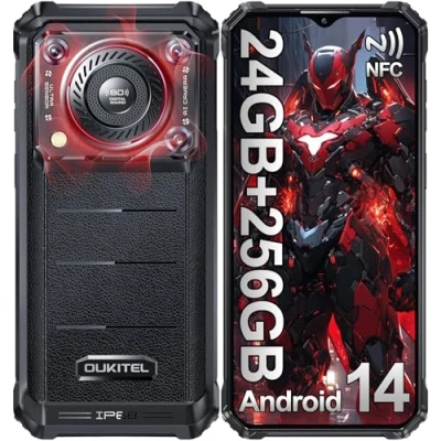Abbildung von OUKITEL WP36 PRO Outdoor Handy mit 128dB Lautsprecher, 24GB+256GB 10600mAh Smartphone Ohne Vertrag, Android 14 baustellenhandy, 6,52 Zoll Display, 13MP+5MP, Dual SIM 4G/IP68 Handy/NFC/GPS/OTG