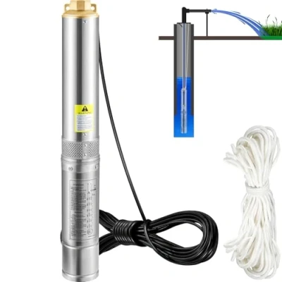 Abbildung von VEVOR 3,5&quot; Tiefbrunnenpumpe 750W Brunnenpumpe 105L/min Tauchpumpe max. Förderhöhe 62m Rohrpumpe 230V 50Hz Sandpumpe IP68 Wasserpumpe mit 20m Kabel Pumpe Ideal zur Bewässerung oder Wasser Versorgung
