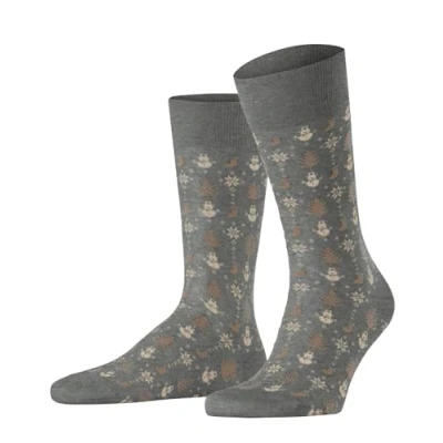 Abbildung von FALKE Herren Merry Party M SO Baumwolle Gemustert 1 Paar Socken, Grau (Light Grey Melange 3390), 43 46