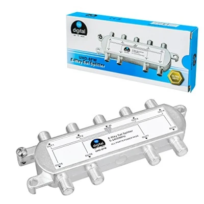 Abbildung von HB digital SAT BK UKW Verteiler 8 Fach Splitter (8 Wege) 5 2400 MHz &amp; analog tauglich voll geschirmt mit Spannungsdurchlass DVB S S2 FM Kabelfernsehen C