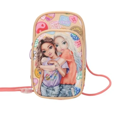 Abbildung von Depesche 13290 TOPModel Girl Power Handytasche in Beige, mit Model Motiv und bunten Batches, Tragetasche für das Smartphone Umhängeschlaufe