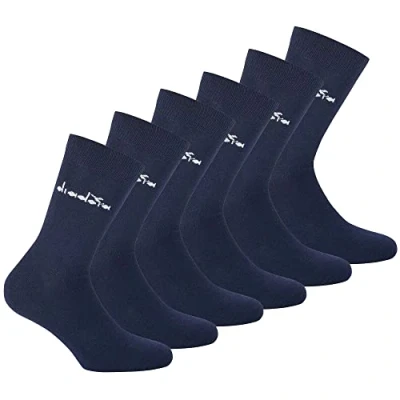 Abbildung von Diadora Unisex Socken, 6er Pack Sportsocken, Baumwolle, Logo, einfarbig Dunkelblau 39 42