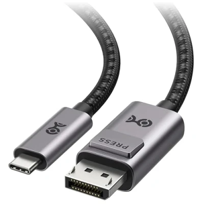 Abbildung von Cable Matters Premium Braided USB C Displayport Kabel 8K 60Hz 1,8m (USB auf Kabel, to 1.4) mit 4K@120Hz in Grau Thunderbolt 4 / Kompatibel