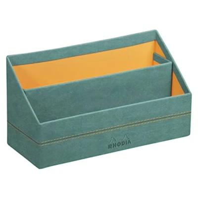 Abbildung von Rhodia 194611C Briefablage 25x10x14cm, aus Kunstleder, elegant und praktisch, 1 Stück, Seegrün