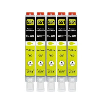 Abbildung von 5 XXL Druckerpatronen kompatibel zu CLI 551 Y Gelb für Canon PIXMA IP7250 IP8750 MG5450 MG5550 MG5650 MG6350 MG6450 MG6650 MG7150 MG7550 MX725 MX925 IX6850