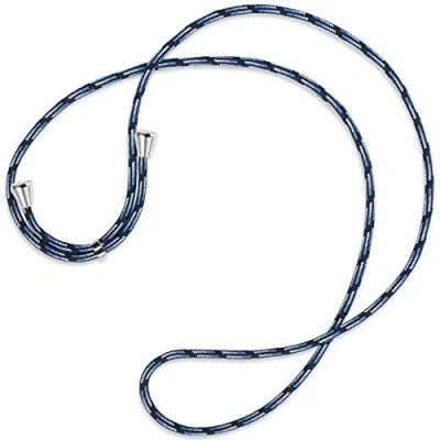 Abbildung von mtb more energy® Ersatz Band für Handykette blau gestreift inklusive Endkappen (Silber) hochwertige Austausch Kordel Seil Kette