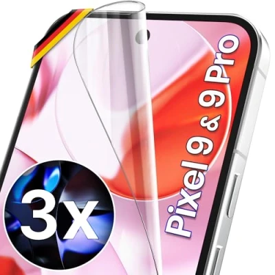 Abbildung von UTECTION 3X Schutzfolie für Google Pixel 9/ 9 PRO Fingerabdruck kompatibel Premium Folie KEIN Glas Hüllenfreundlich Anti Kratzer Displayschutzfolie Ultra Clear Schutz Displayfolie