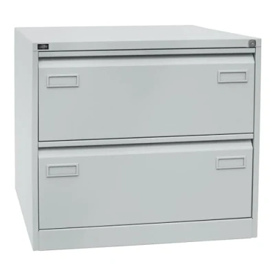 Abbildung von Bisley Light Hängeregistraturschrank, doppelbahnig, DIN A4, 2 HR Schubladen, Stahl, 645 Lichtgrau, 62.2 x 80 71.099999999999994 cm