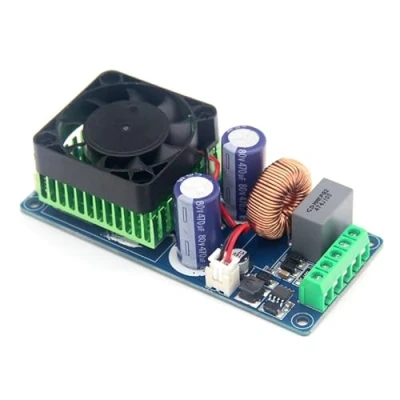 Abbildung von Digital Amplifier Board, Hochleistungs 500W Klasse D Mono HiFi Verstärkerplatine, Leistungsverstärkerplatine mit Lüfter, Super LM3886/IRS2092S