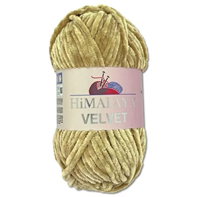 Abbildung von Wohnkult Himalaya 100 g Velvet Dolphin Wolle 40 Farben zur Auswahl Chenille Strickgarn Flauschgarn Glanz Accessoire Kleidung Decken (90017 Sandstein)
