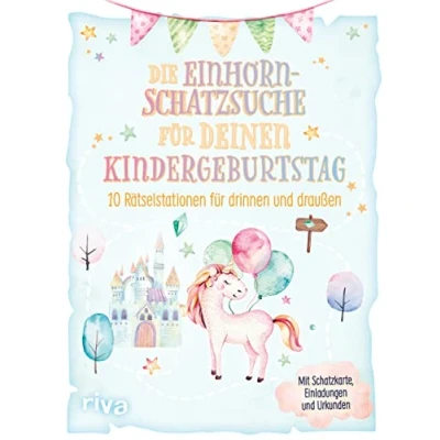 Abbildung von Die Einhorn Schatzsuche/ Schnitzeljagd Für deinen Kindergeburtstag: 10 Rätselstationen drinnen und draußen. Mit Schatzkarte, Einladungen Urkunden. Kinder ab 4 Jahren