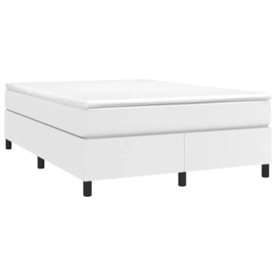 Abbildung von vidaXL Bettgestell, Polsterbett Bett für Schlafzimmer, Bettrahmen mit Lattenrost, Kunstlederbett Doppelbett, Weiß 140x200cm Kunstleder
