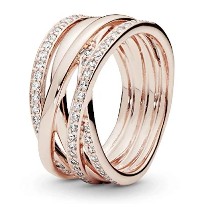 Abbildung von Pandora Sparkling &amp; Polished Lines Ring, Damen, Größe: 54, Rose gold plated