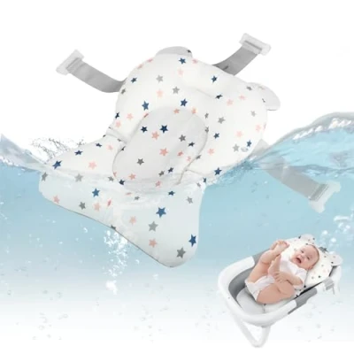 Abbildung von Gowkeey Baby Badekissen, Rutschfestes Badewannenkissen Baby, Badewanne Kissen, Duschkissen, Bad Stützkissen, Weich, Schnell Trocknend, Verstellbar, Leicht, für 0 18 Monate Babywanne